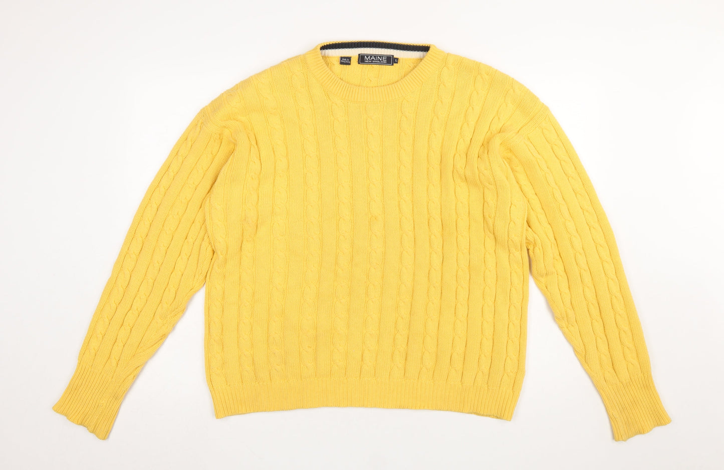 Mens UK Size L Maine New England Yellow Pullover Jumper