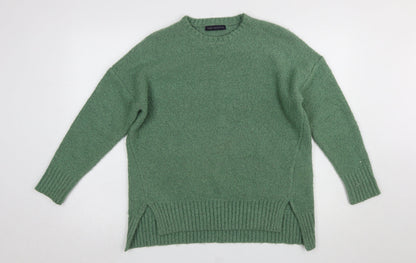 Marks and Spencer Women's Green Crew Neck Boucle Knit Jumper Size M