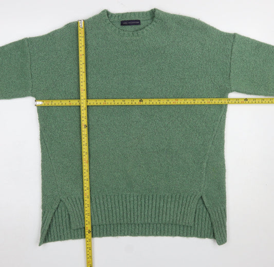 Marks and Spencer Women's Green Crew Neck Boucle Knit Jumper Size M