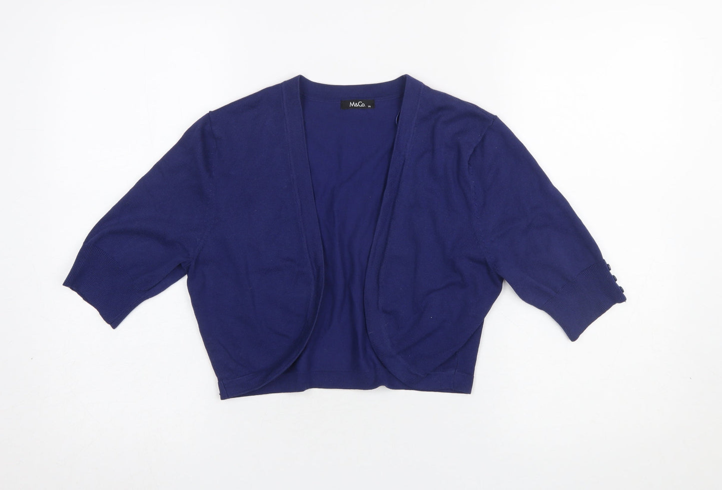 Womens UK Size 14 M&Co Blue Cardigan Jumper