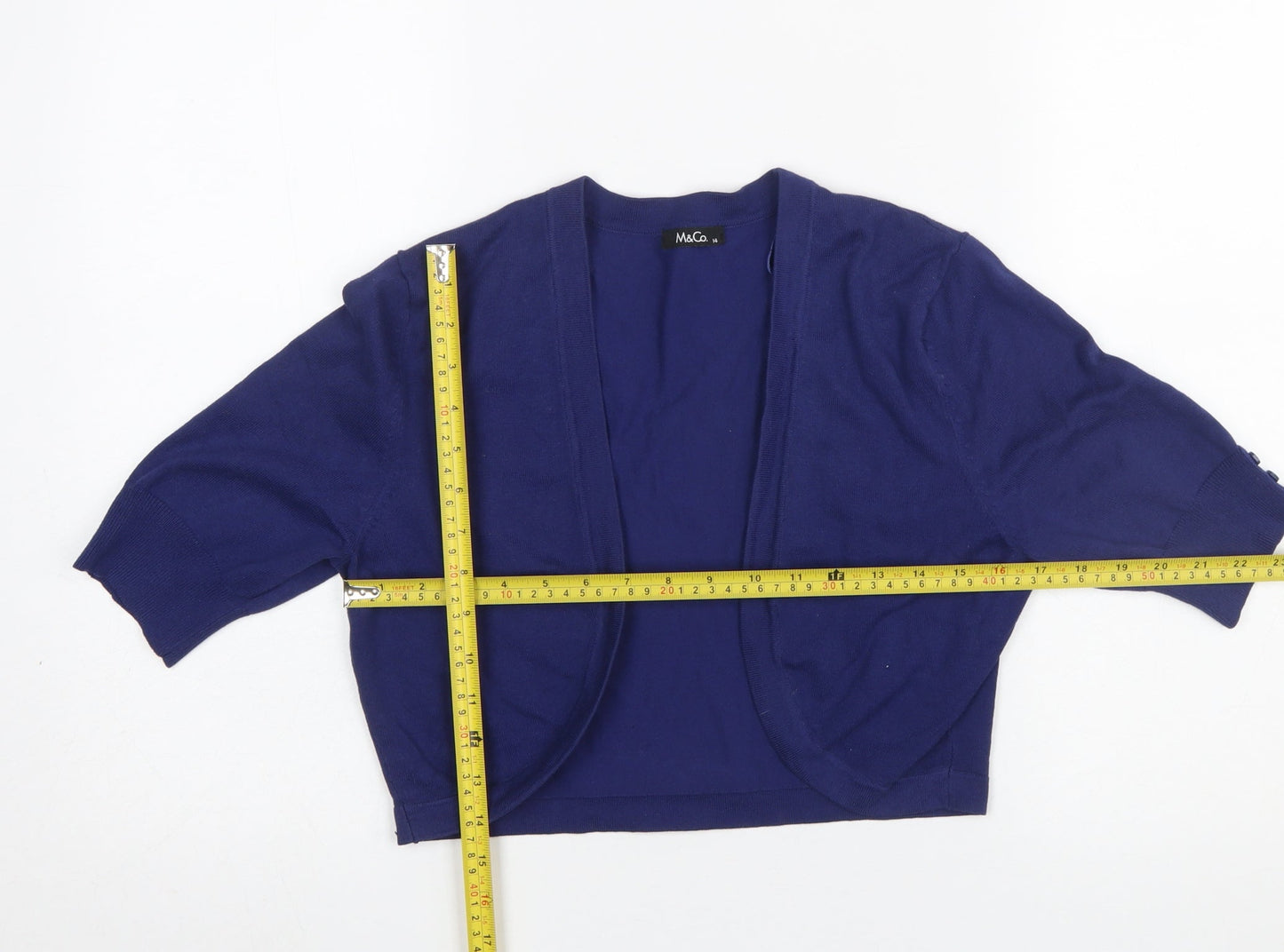 Womens UK Size 14 M&Co Blue Cardigan Jumper