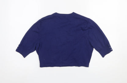 Womens UK Size 14 M&Co Blue Cardigan Jumper