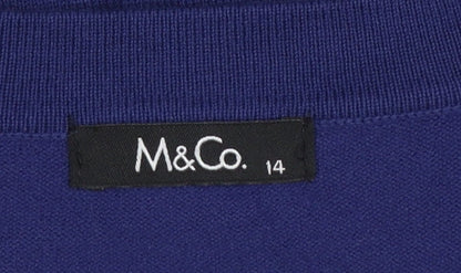 Womens UK Size 14 M&Co Blue Cardigan Jumper
