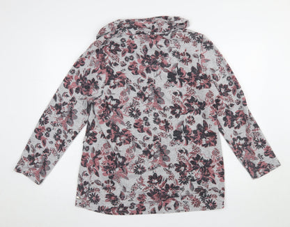 TIGI Women's Grey Floral Cowl Neck Tunic Top Size 14