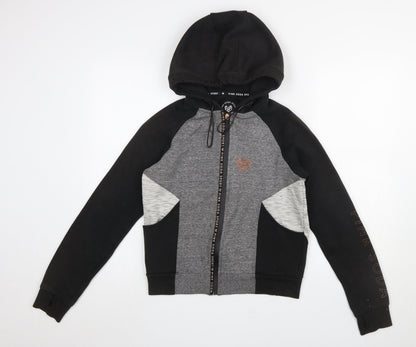 Womens UK Size 10 Pink Soda Sport Black Full Zip Hoodie