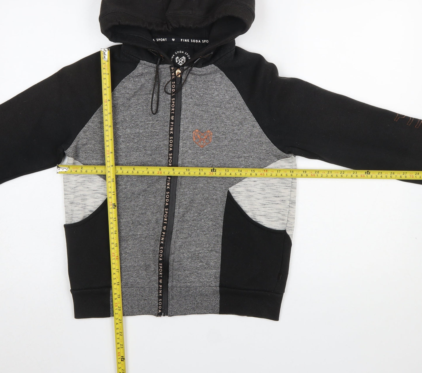 Womens UK Size 10 Pink Soda Sport Black Full Zip Hoodie