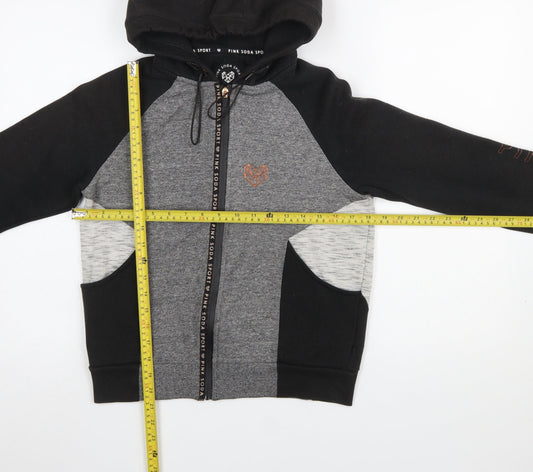 Womens UK Size 10 Pink Soda Sport Black Full Zip Hoodie