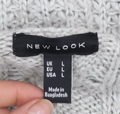 Womens UK Size L New Look Grey Cardigan Jumper