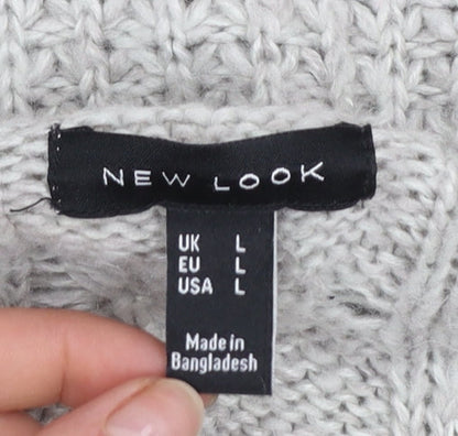 Womens UK Size L New Look Grey Cardigan Jumper