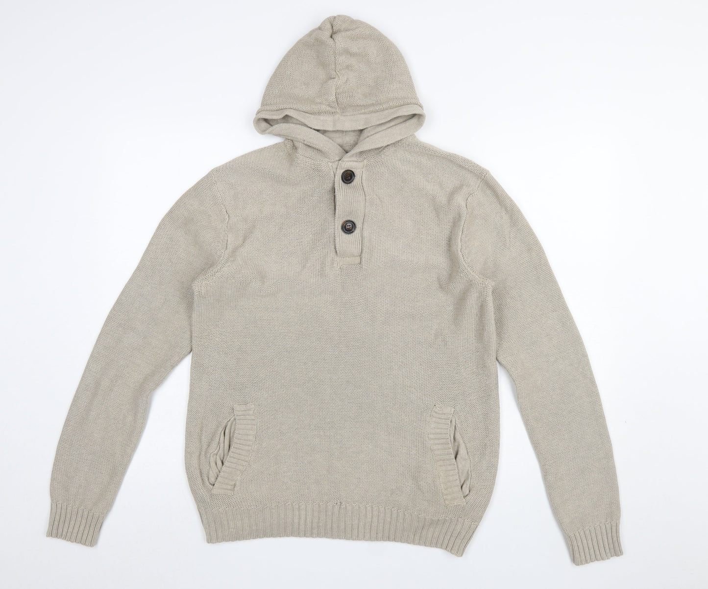 Mens UK Size M H&M Beige Henley Jumper