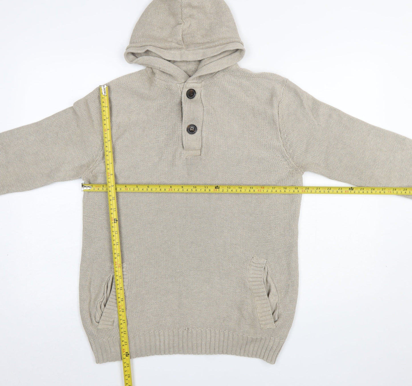 Mens UK Size M H&M Beige Henley Jumper