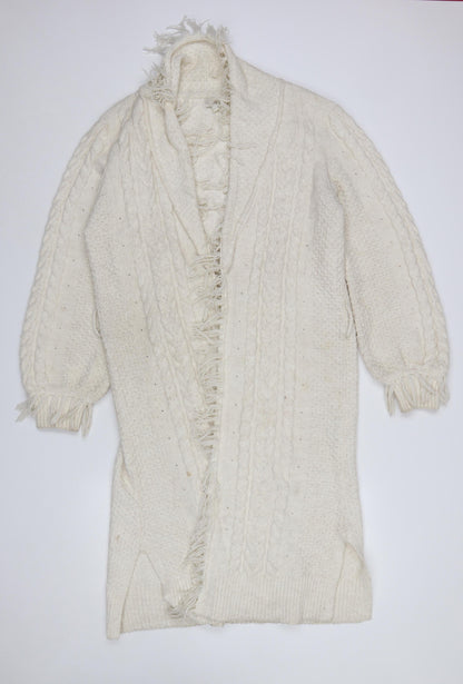 Monsoon Women’s Ivory Cable Knit Fringe Cardigan M
