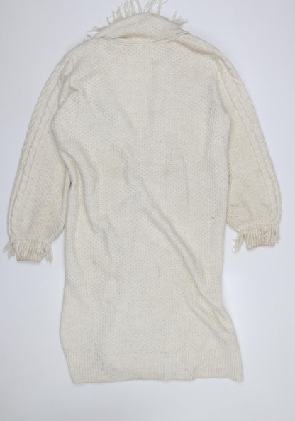 Monsoon Women’s Ivory Cable Knit Fringe Cardigan M
