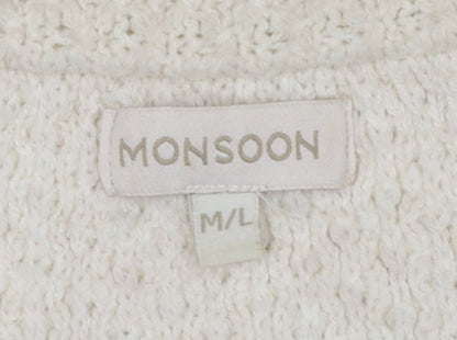 Monsoon Women’s Ivory Cable Knit Fringe Cardigan M