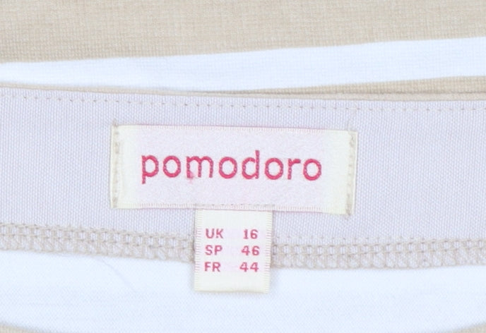 Womens UK Size 16 Pomodoro Beige Basic T-Shirt
