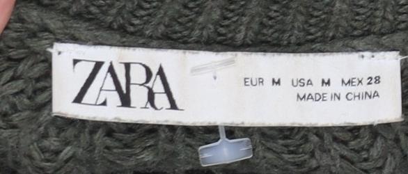 Womens UK Size 12 Zara Green Pullover Jumper