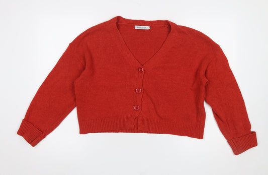 Womens UK Size M MissLook Red Cardigan Jumper