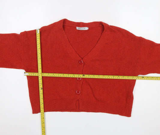 Womens UK Size M MissLook Red Cardigan Jumper