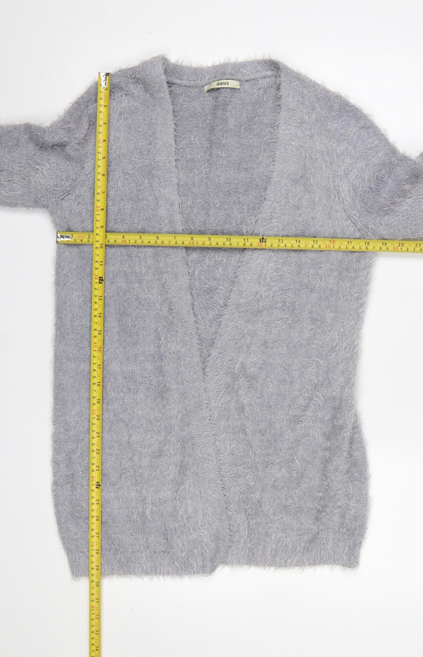 Womens UK Size S Oasis Grey Cardigan Jumper