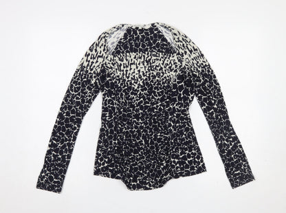 Damsel in a Dress Women’s Black Animal Print Long Sleeve Wrap Blouse Size 10