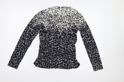 Damsel in a Dress Women’s Black Animal Print Long Sleeve Wrap Blouse Size 10