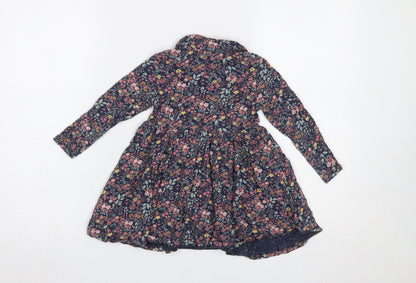 Next Girls Multicoloured Floral Cotton Shirt Dress 2 Years