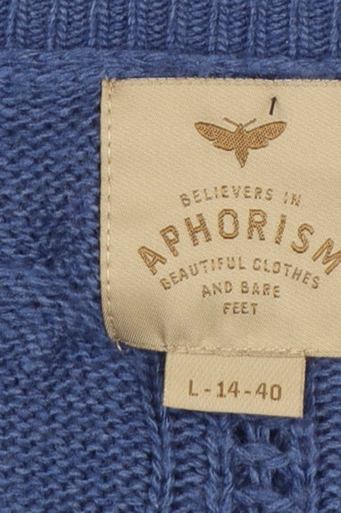 Womens UK Size L Aphorism Blue Pullover Jumper
