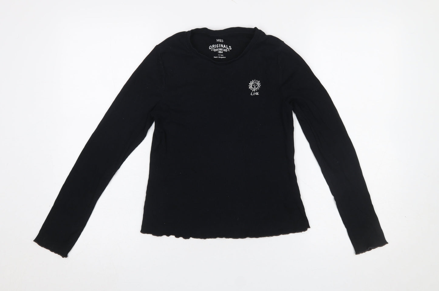 Girls UK Size 13-14 Years Marks and Spencer Black Basic T-Shirt