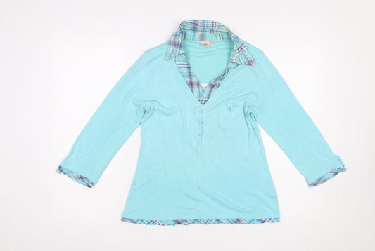 Womens UK Size 10 Cotton Traders Blue Basic Blouse