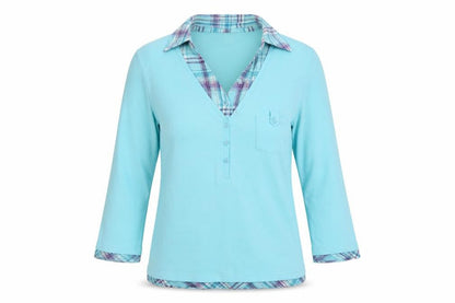 Womens UK Size 10 Cotton Traders Blue Basic Blouse
