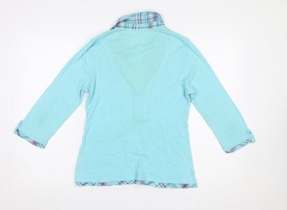 Womens UK Size 10 Cotton Traders Blue Basic Blouse
