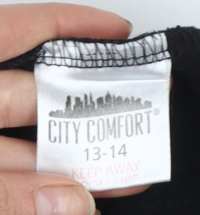 Boys UK Size 13-14 Years City Comfort Black Pullover Hoodie