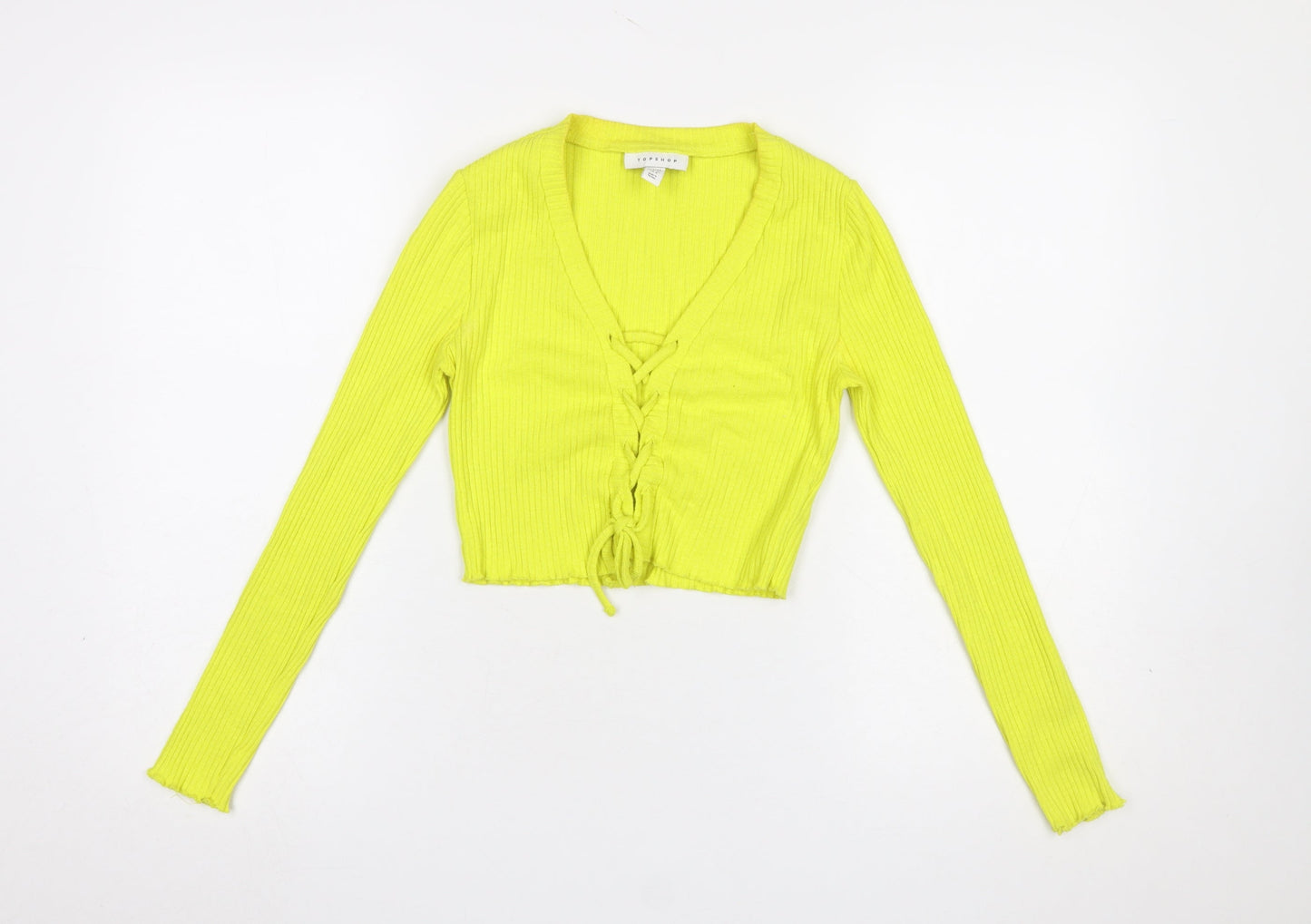 Womens UK Size 8 Topshop Yellow Cropped Blouse