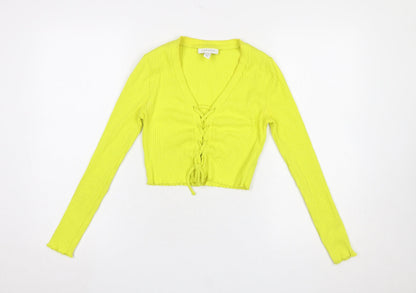 Womens UK Size 8 Topshop Yellow Cropped Blouse