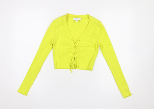 Womens UK Size 8 Topshop Yellow Cropped Blouse