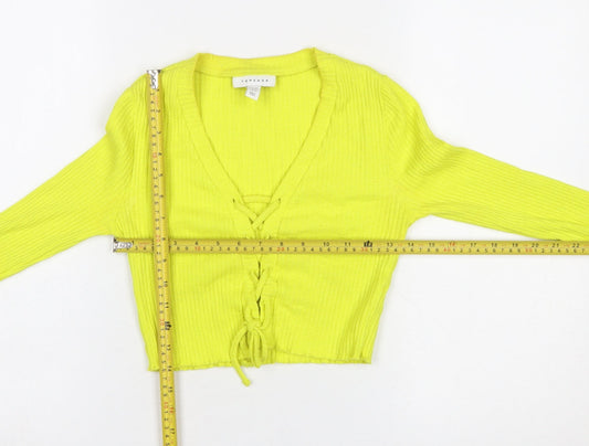 Womens UK Size 8 Topshop Yellow Cropped Blouse