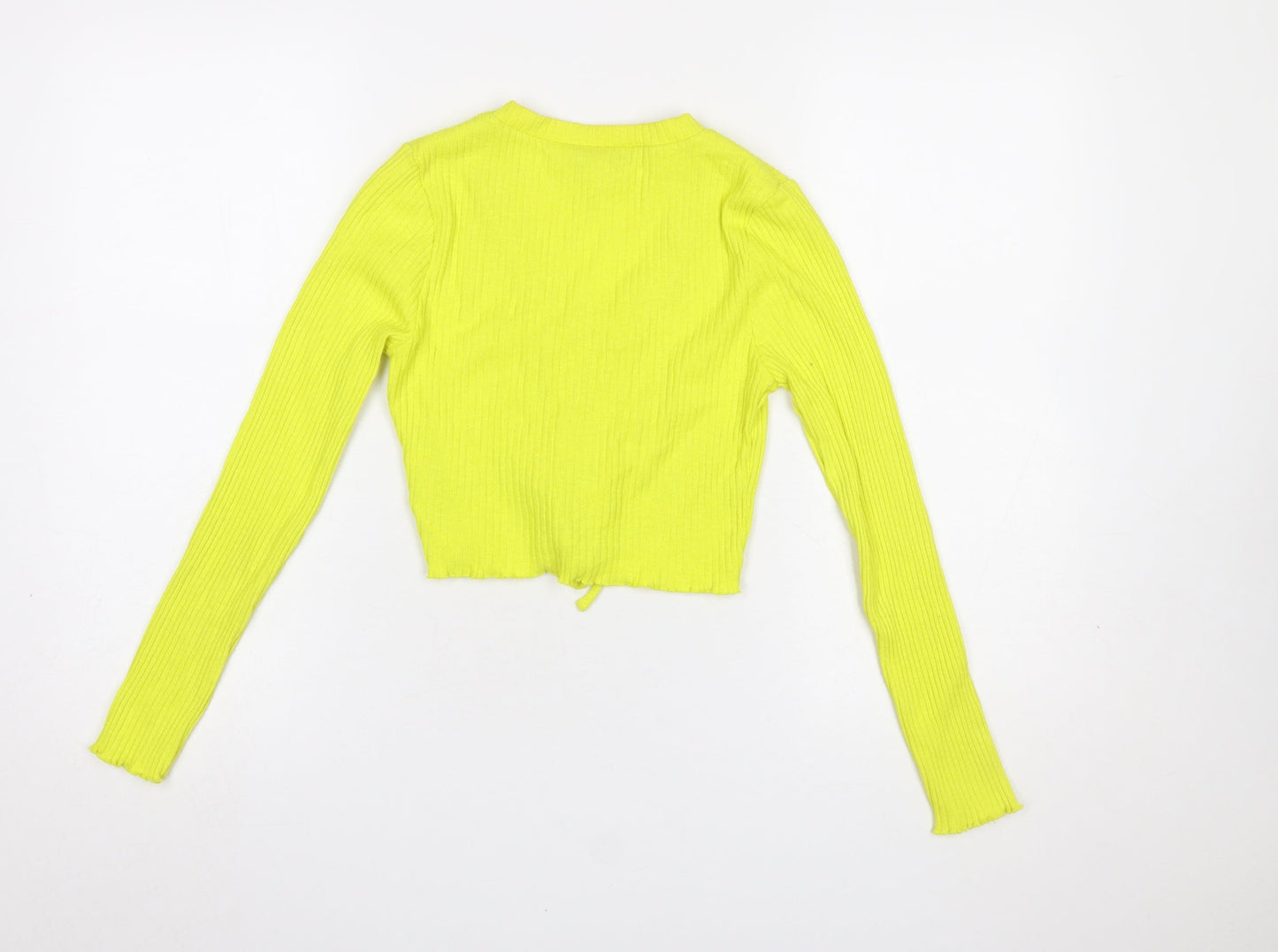 Womens UK Size 8 Topshop Yellow Cropped Blouse