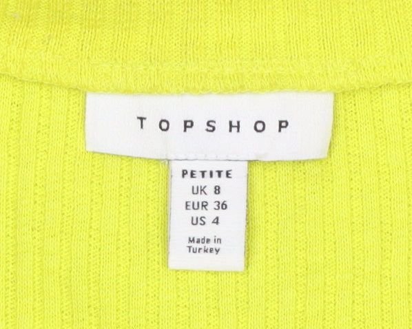 Womens UK Size 8 Topshop Yellow Cropped Blouse
