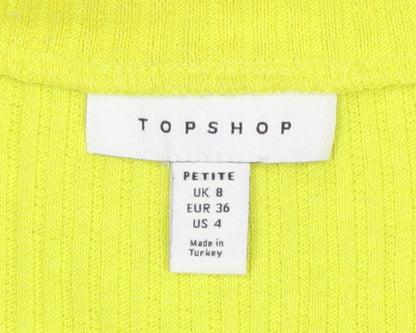 Womens UK Size 8 Topshop Yellow Cropped Blouse
