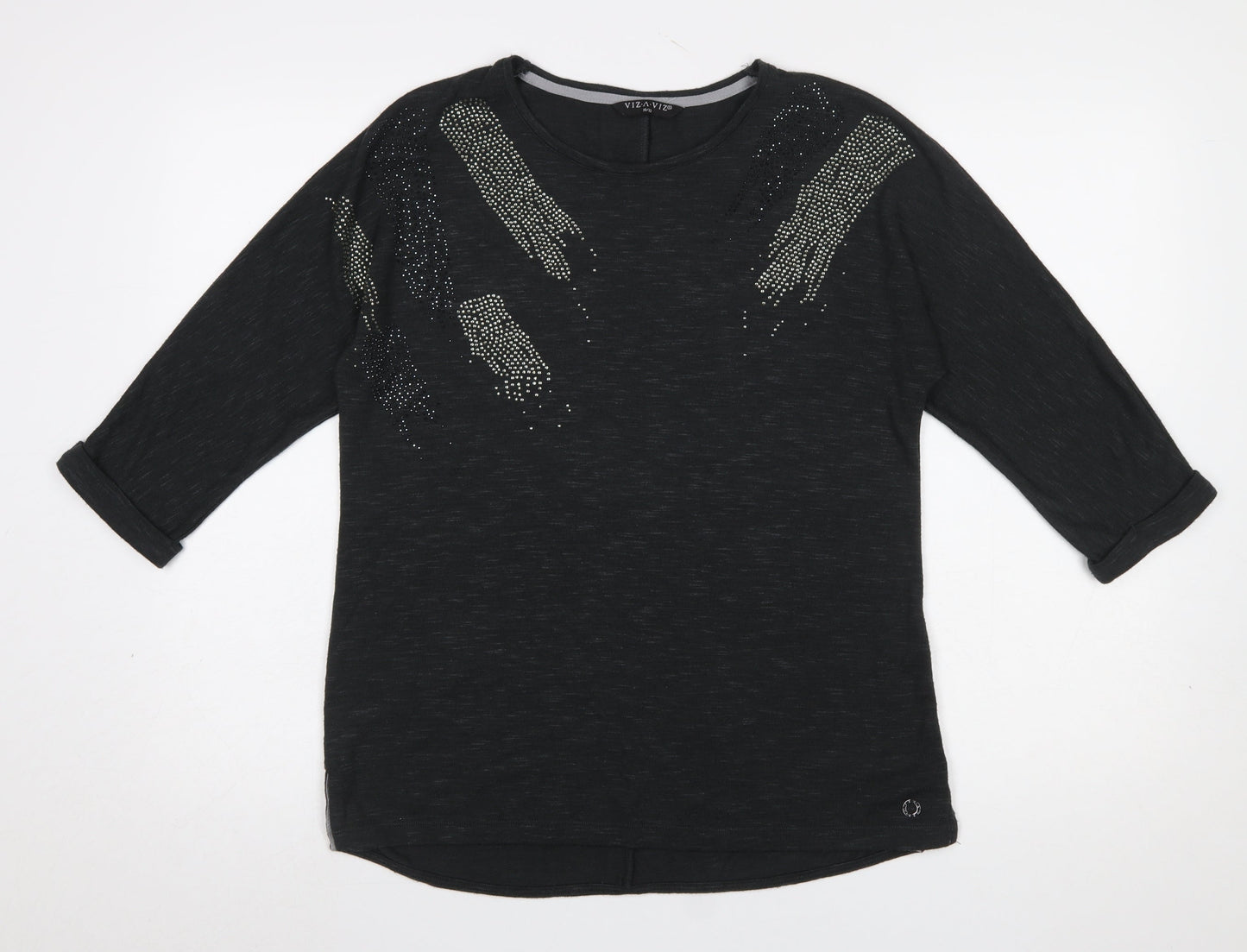 Womens UK Size 10/12 Viz a Viz Black Pullover Jumper