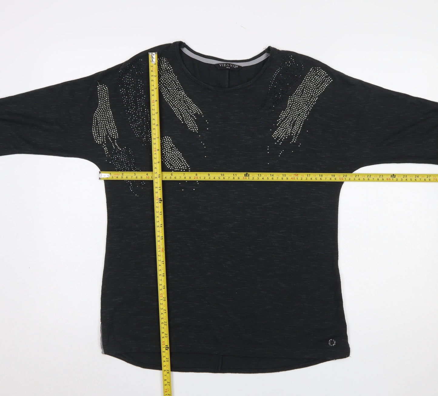 Womens UK Size 10/12 Viz a Viz Black Pullover Jumper