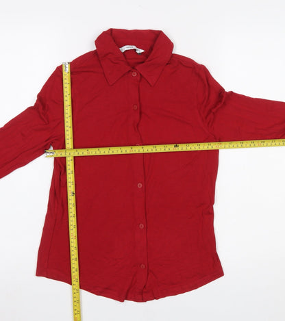 Womens UK Size XS Mango Red Basic Button-Up