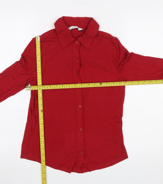 Womens UK Size XS Mango Red Basic Button-Up