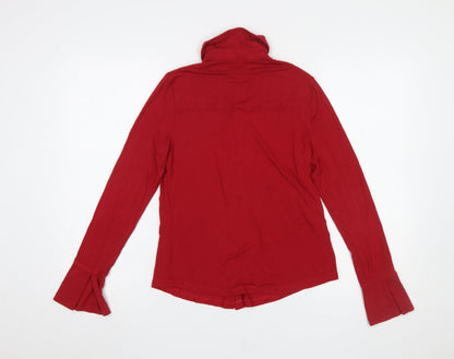 Womens UK Size XS Mango Red Basic Button-Up
