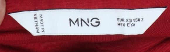 Womens UK Size XS Mango Red Basic Button-Up