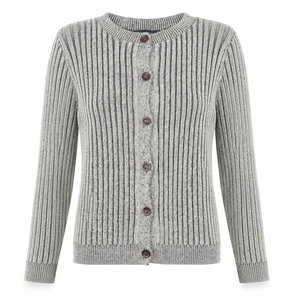 ASOS DESIGN Women's Grey Chunky-Knit Striped Cardigan Size M