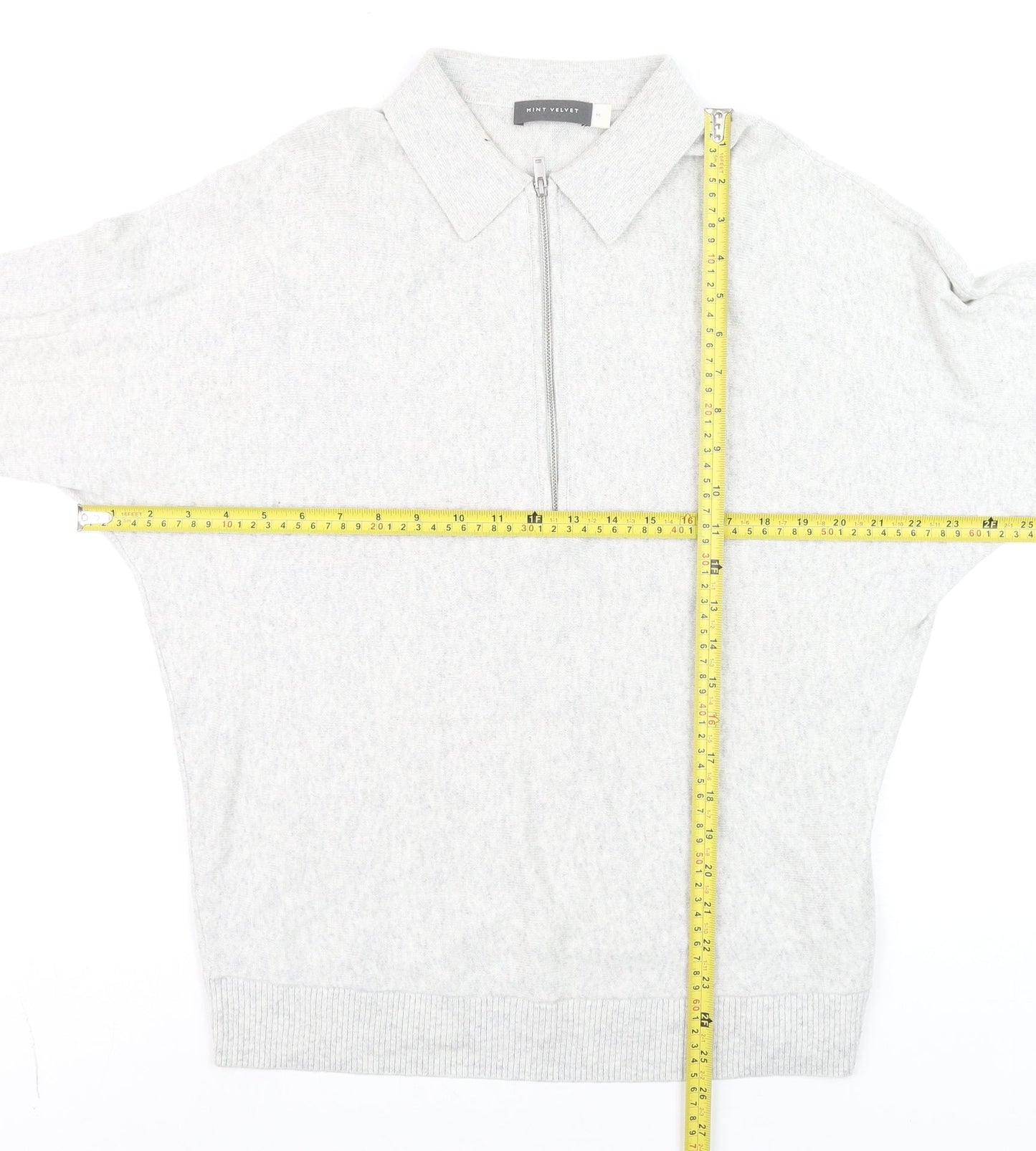 Mens UK Size M Mint Velvet Grey Full Zip Jumper