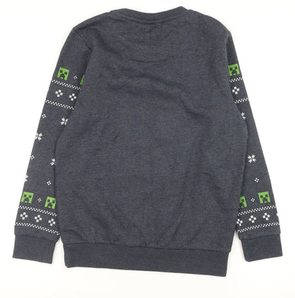 JINX Boys Grey Minecraft Creeper Pullover Sweatshirt 9-10 Years