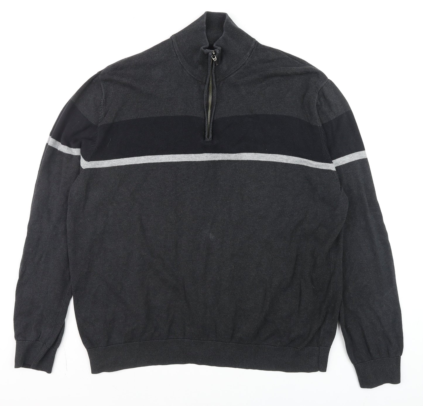 Mens UK Size 2XL TU Grey 1/2 Zip Jumper