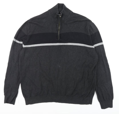Mens UK Size 2XL TU Grey 1/2 Zip Jumper